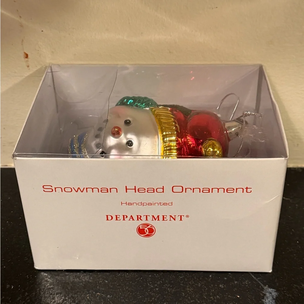 Dept 56 Snowman Head Mercury Glass Christmas Ornament In Box - Picture 4 of 5